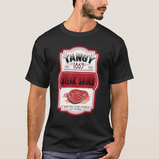 T-shirt Steak Sauces Bouteille Couples Costume (Devant)