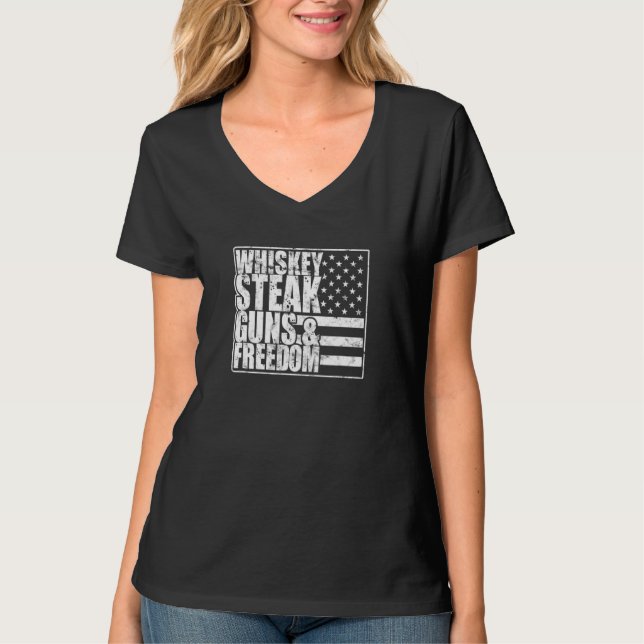 T-shirt Steak Whiskey Armes & Liberté  boeuf (Devant)