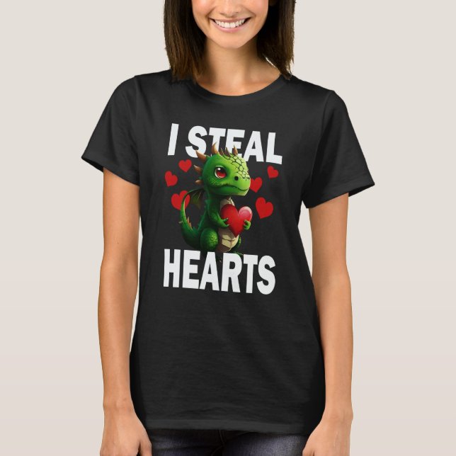 T-shirt Steal Hearts Cute Dragon Baby Valentines Day (Devant)