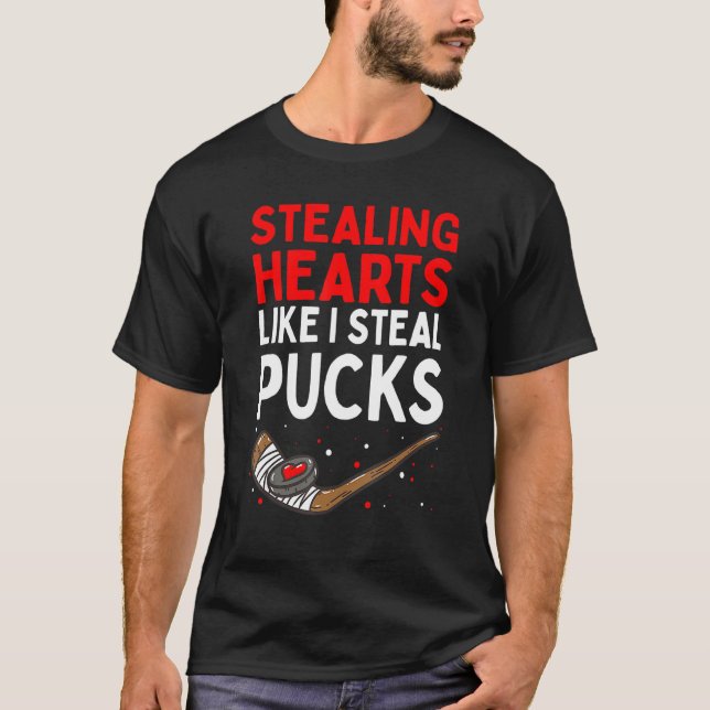 T-shirt Stealing Heart Like I Steal Pucks Valentines Day H (Devant)