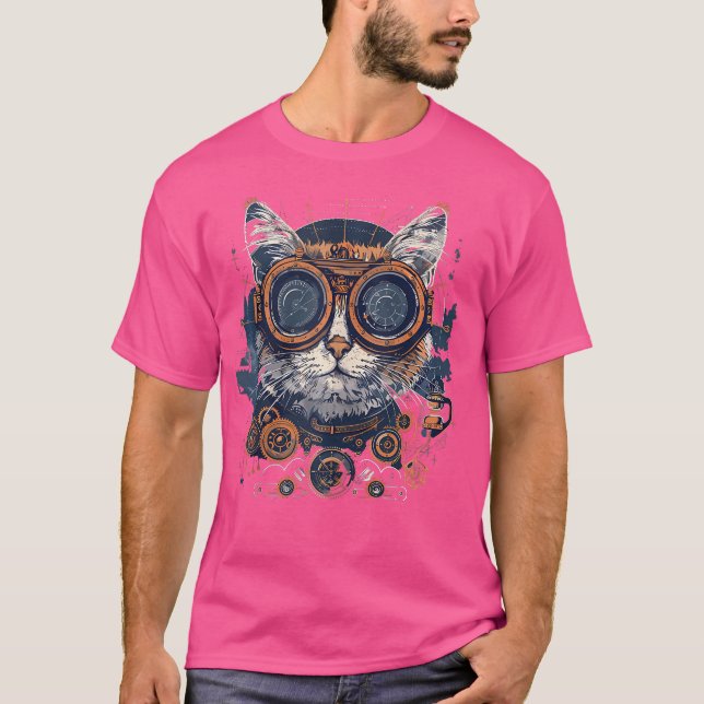 T-shirt Steam Punk Chat Kitten Steampunk Art (Devant)