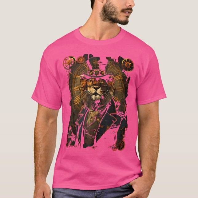 T-shirt Steam Punk Lion Steampunk Art (Devant)