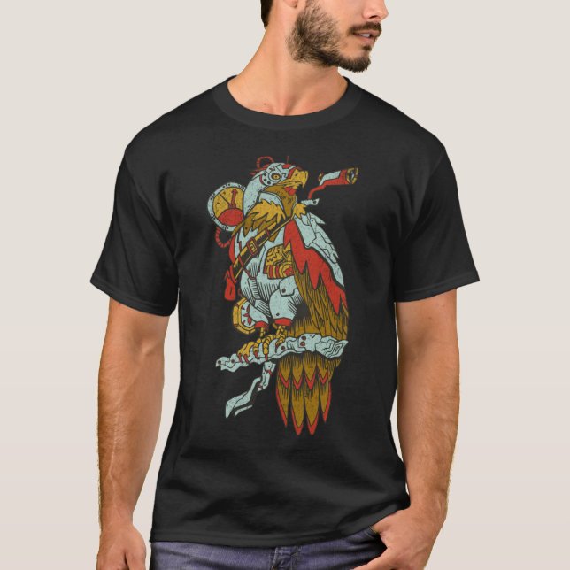 T-shirt Steampunk American Eagle Bird Bird Imaginaire Lire (Devant)