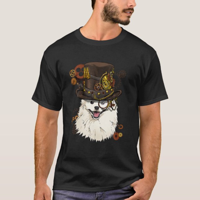 T-shirt Steampunk American Eskimo Chien Steampunk Amateurs (Devant)