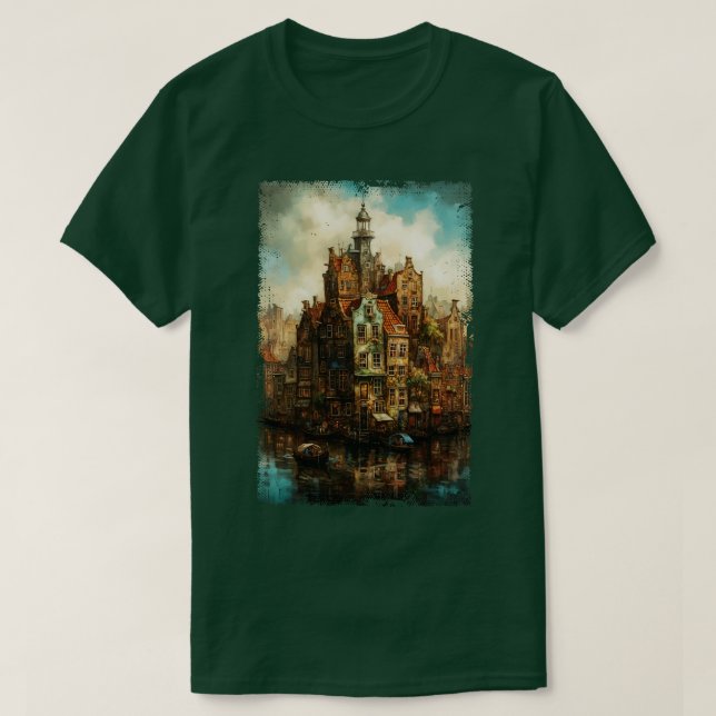 T-shirt Steampunk Amsterdam Skyline 1 (Design devant)