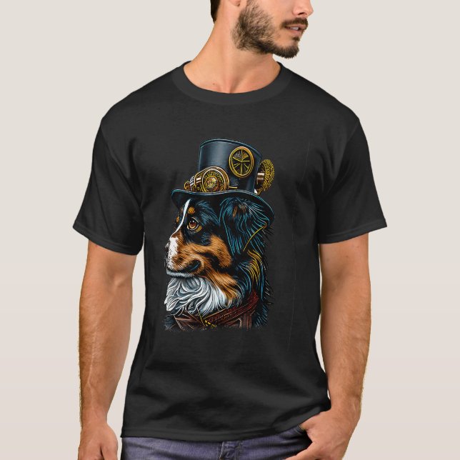 T-shirt Steampunk aussie gothique mini berger australien (Devant)