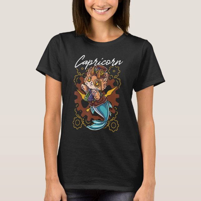 T-shirt Steampunk Cat Capricorn (Devant)