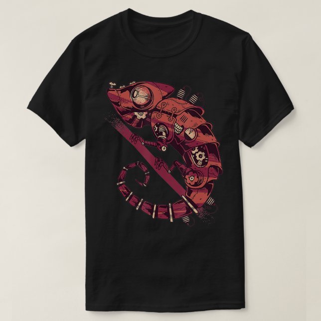 T-shirt Steampunk chameleon  Gothic tees (Design devant)