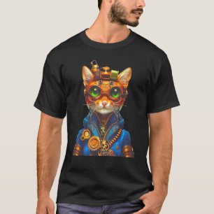 T-shirt Steampunk Chat Steam Punk Kitten Goggets Cogs Vict