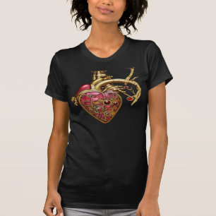 T-shirt Steampunk Coeur Anatomique rubis et engrenages