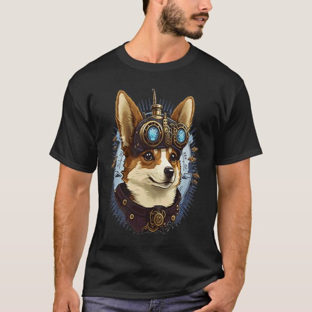T-shirt Steampunk Corgi Head  For Women & Men (Devant)
