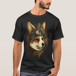 T-shirt Steampunk Corgi Tête Pour Femmes Et Hommes 1