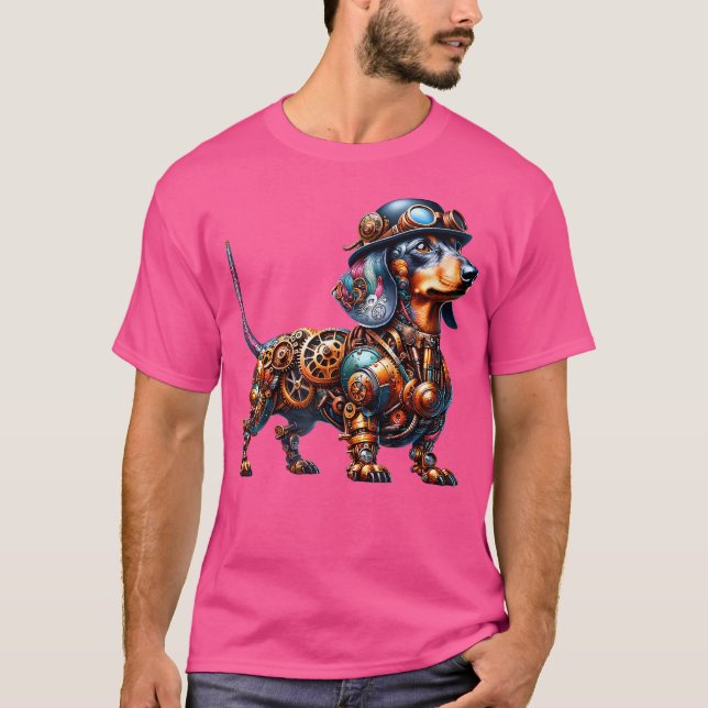 T-shirt Steampunk Dachshund Lover Imaginaire Art (Devant)