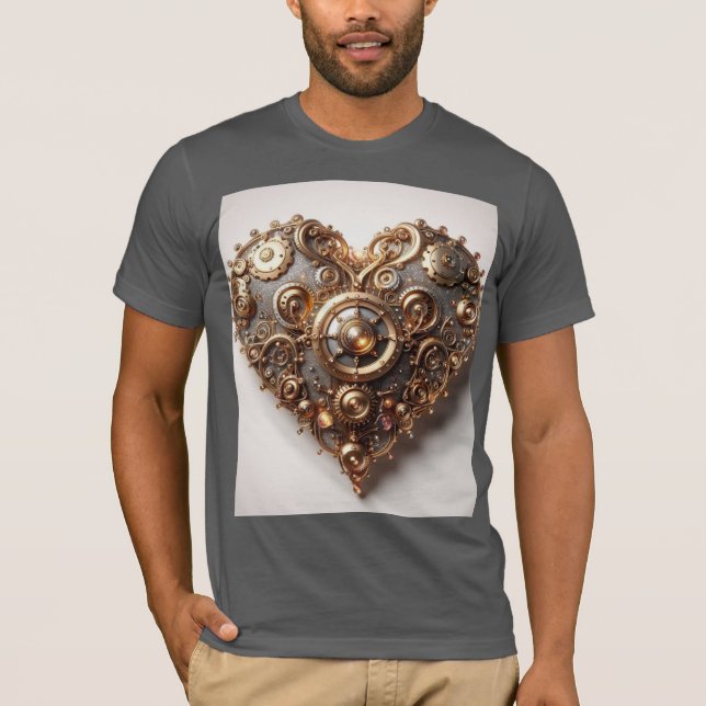T-shirt Steampunk Élégant Clockwork Gear Coeur (Devant)