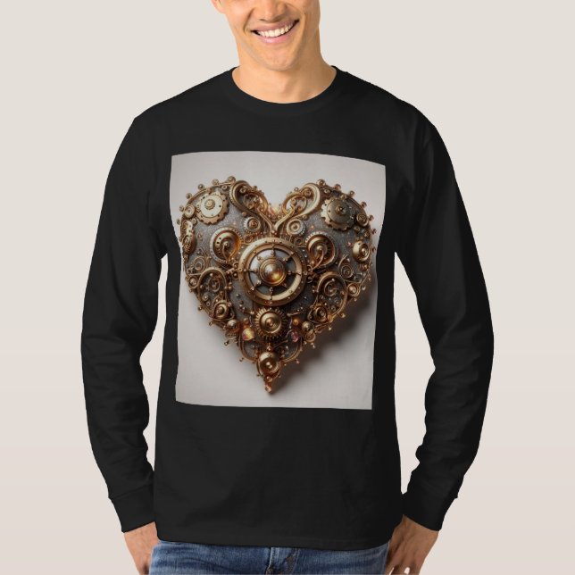 T-shirt Steampunk Élégant Clockwork Gear Coeur (Devant)