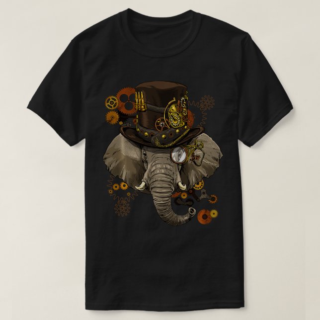 T-shirt Steampunk Elephant Steampunk Elephant Amateurs Pou (Design devant)