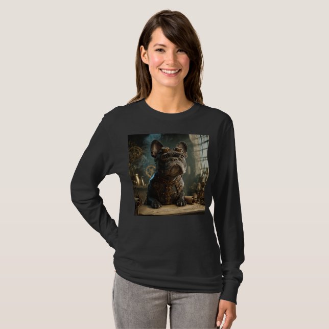T-shirt Steampunk Frenchie (Édition 1) - Manches Longues d (Devant entier)
