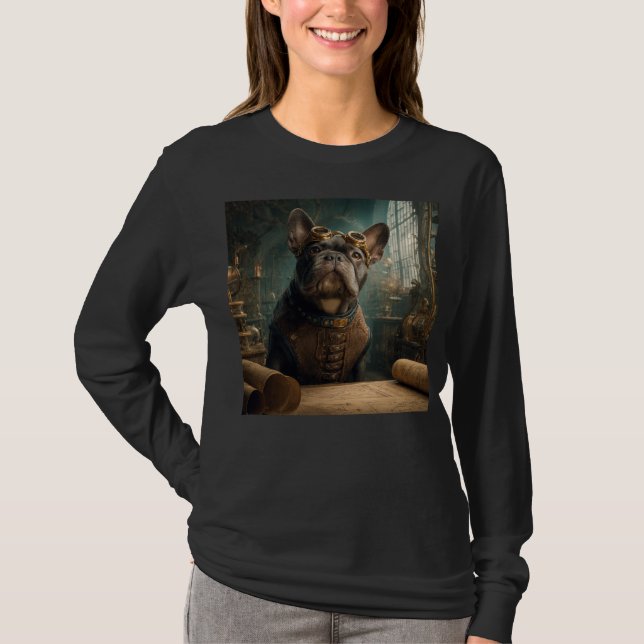 T-shirt Steampunk Frenchie (Édition 2) - Manches longues b (Devant)