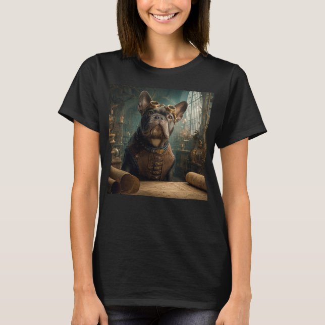 T-shirt Steampunk Frenchie (Edition 2) - Women's Basic  (Devant)