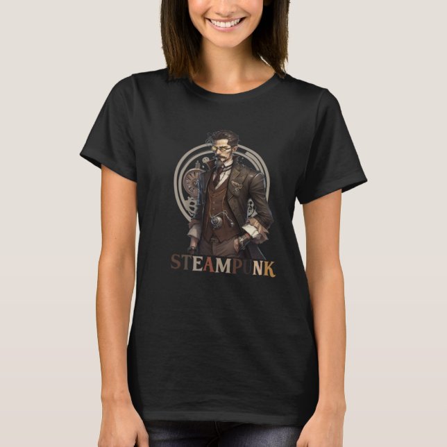 T-shirt Steampunk Gentleman Retro Scifi Mechanical Gear Co (Devant)