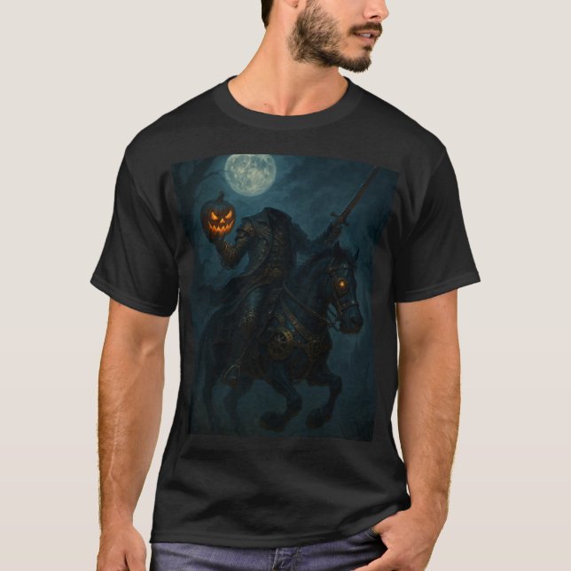 T-shirt Steampunk Gothic Horror Headless Horseman (Devant)