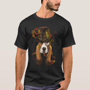 T-shirt Steampunk Gothique Basset Hound Dog Face Basset Ho
