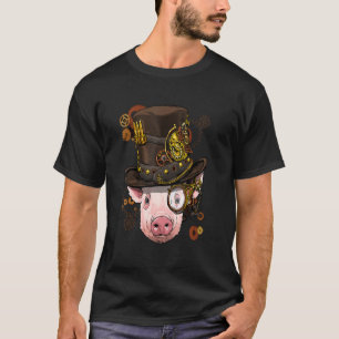 T-shirt Steampunk Gothique Cochon Visage mécanique ferme a