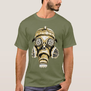 T-shirt Steampunk/graphique couleur du masque gaz de