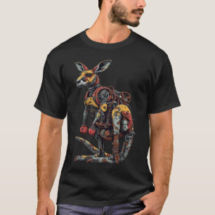 T-shirt Steampunk Mecha Boxe Kangourou Graphique - Cyberpu