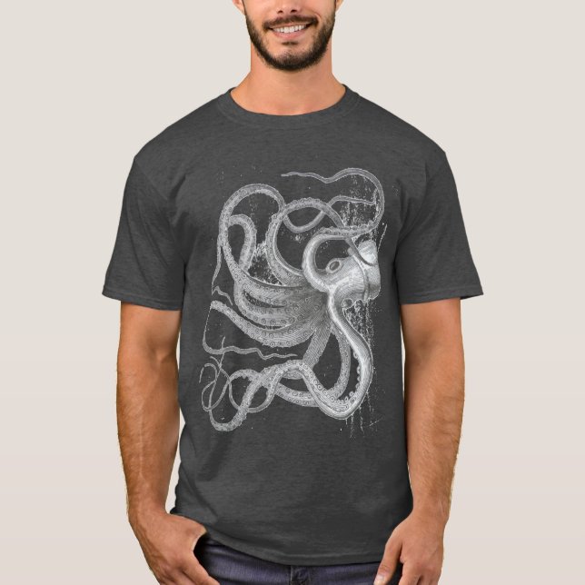 T-shirt Steampunk nautique grande pieuvre Vintage kraken (Devant)
