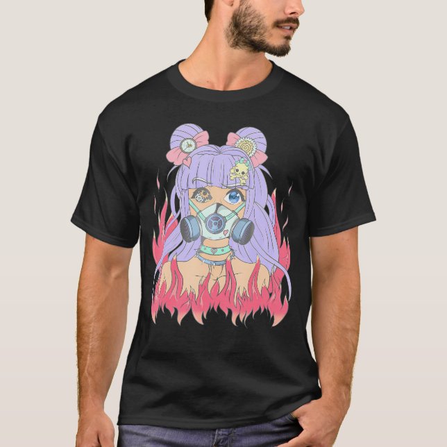 T-shirt Steampunk Pastel Goth Yami Kawaii Anime Girl Creep (Devant)