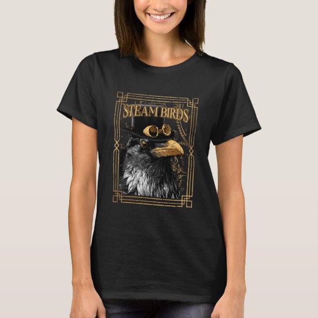 T-shirt Steampunk Raven Steambirds Black (Devant)
