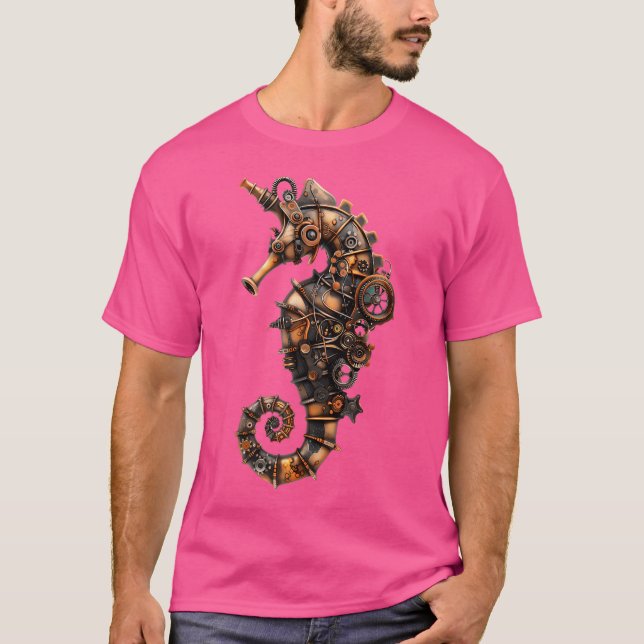 T-shirt Steampunk Seahorse Art mécanique unique Imprimer V (Devant)