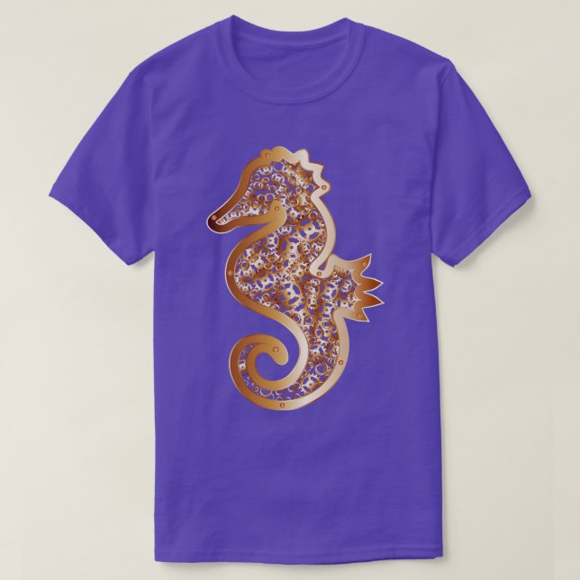T-shirt Steampunk seahorse conception abstraite (Design devant)