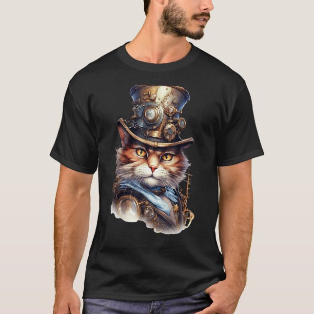 T-shirt Steampunk The Commander Cat Victorien (Devant)