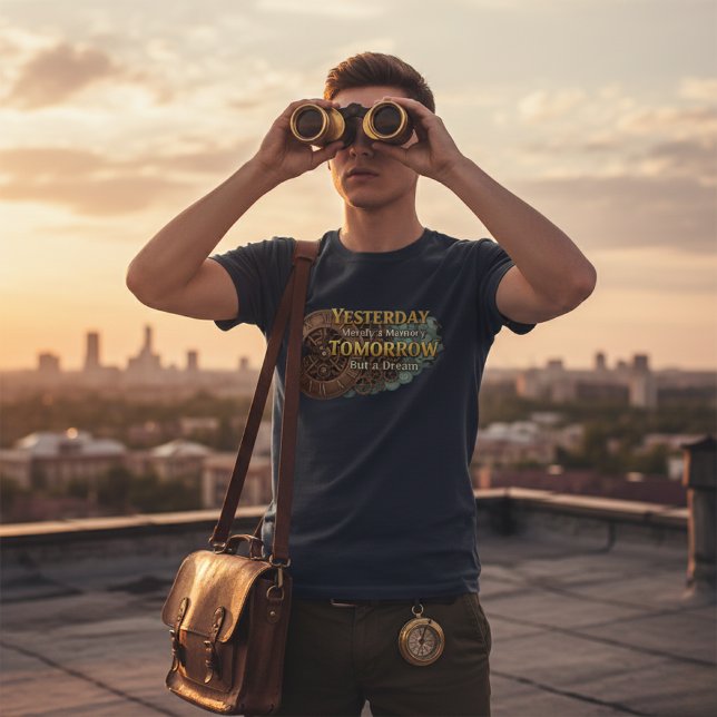 T-shirt Steampunk Time Machine - Yesterday & Tomorrow Navy (Créateur téléchargé)