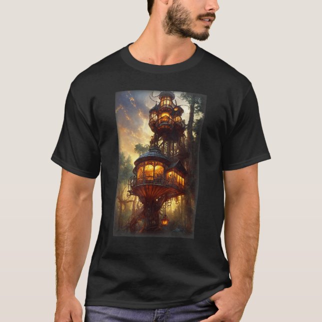 T-shirt Steampunk Treehouse In A Forest (Devant)