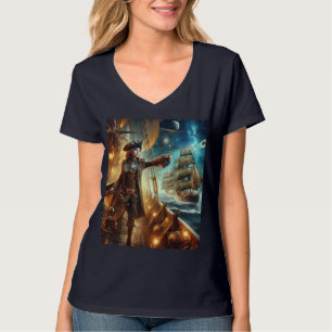 T-shirt Steampunk Vintage Victorian Ocean Space Pirate