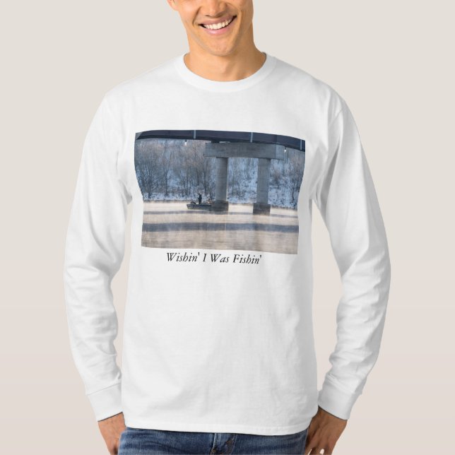 T-shirt Steamy Winter Fishing Lake Taneycomo Long Sleeve (Devant)