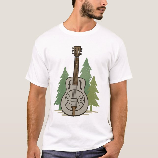 T-shirt Steel Dobro Forest - Russe Music Lover Art (Devant)