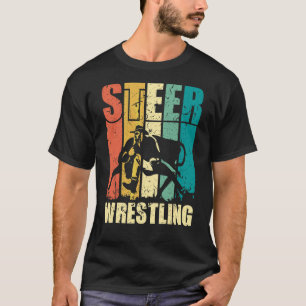 T-shirt Steer Wrestling Retro Rodeo Bulldogging Graphique