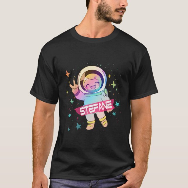 T-shirt Stefanie Nom adorable avec astronaute (Devant)