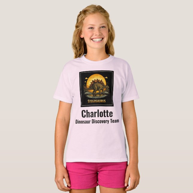 T-shirt Stégosaure Dinosaure Préhistorique Lune (Devant entier)
