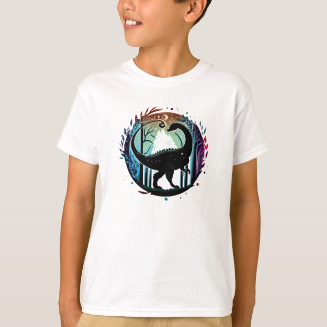 T-shirt Stegosaurus Dinosaur Forêt Silhouette Design (Devant)