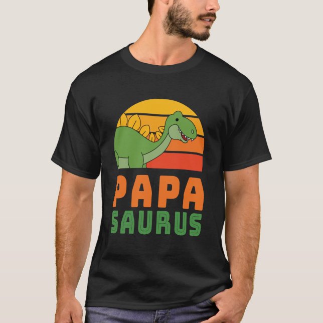 T-shirt Stegosaurus Papasaurus Dinosaur Fête des pères (Devant)