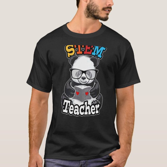 T-shirt Stem Enseignant École Cute Steam Panda (Devant)