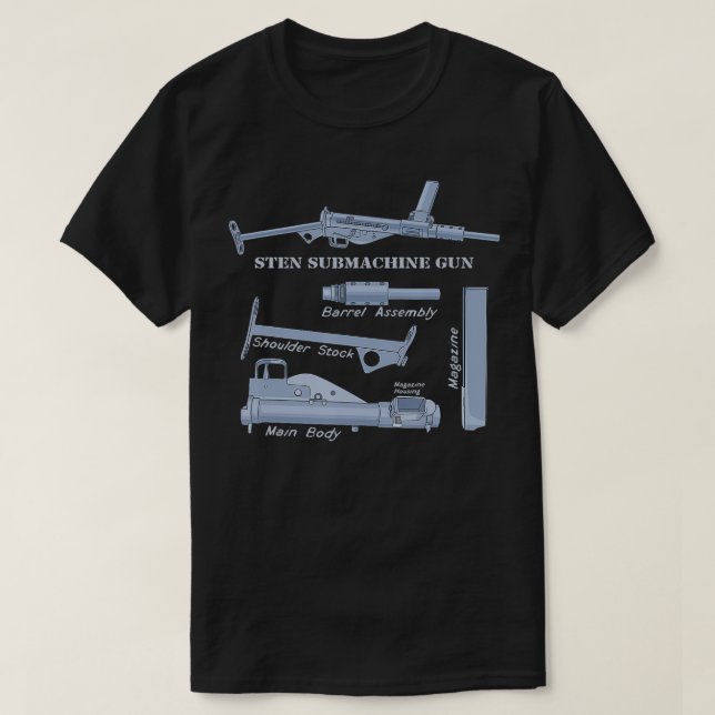 T-shirt Sten Gun British 2ÈME GUERRE MONDIALE Sous-machine (Design devant)