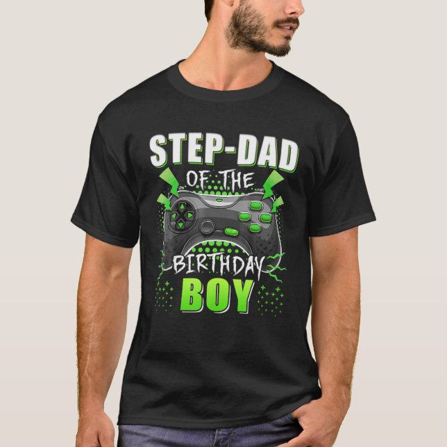 T-shirt Step-Papa Du Jeu Vidéo D'Anniversaire Game B (Devant)