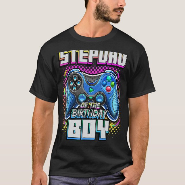 T-shirt Stepdad De L'Anniversaire Garçon Correspondant Vid (Devant)