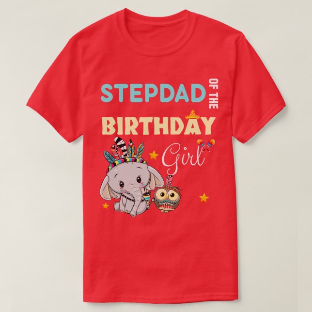 T-shirt Stepdad Eléphant De La Fille Anniversaire (Design devant)